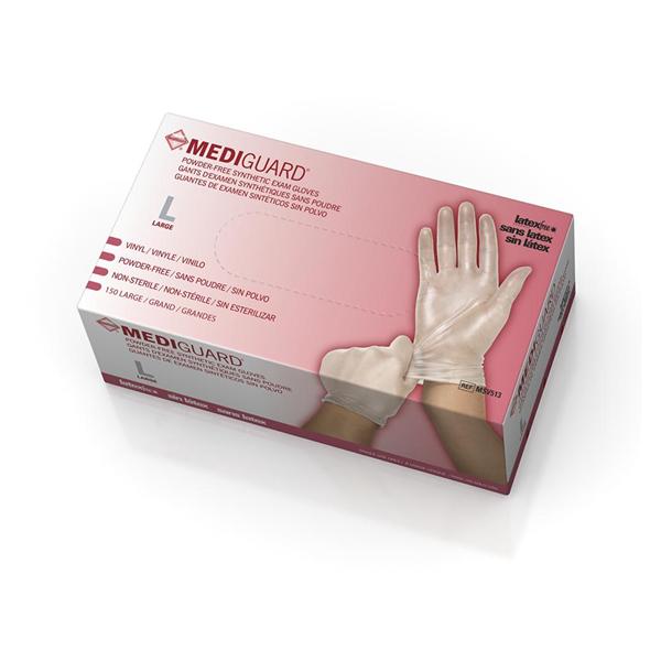 Gloves Exam MediGuard Powder-Free Vinyl Latex-Free 9.5 in Large Clear 1500/Ca